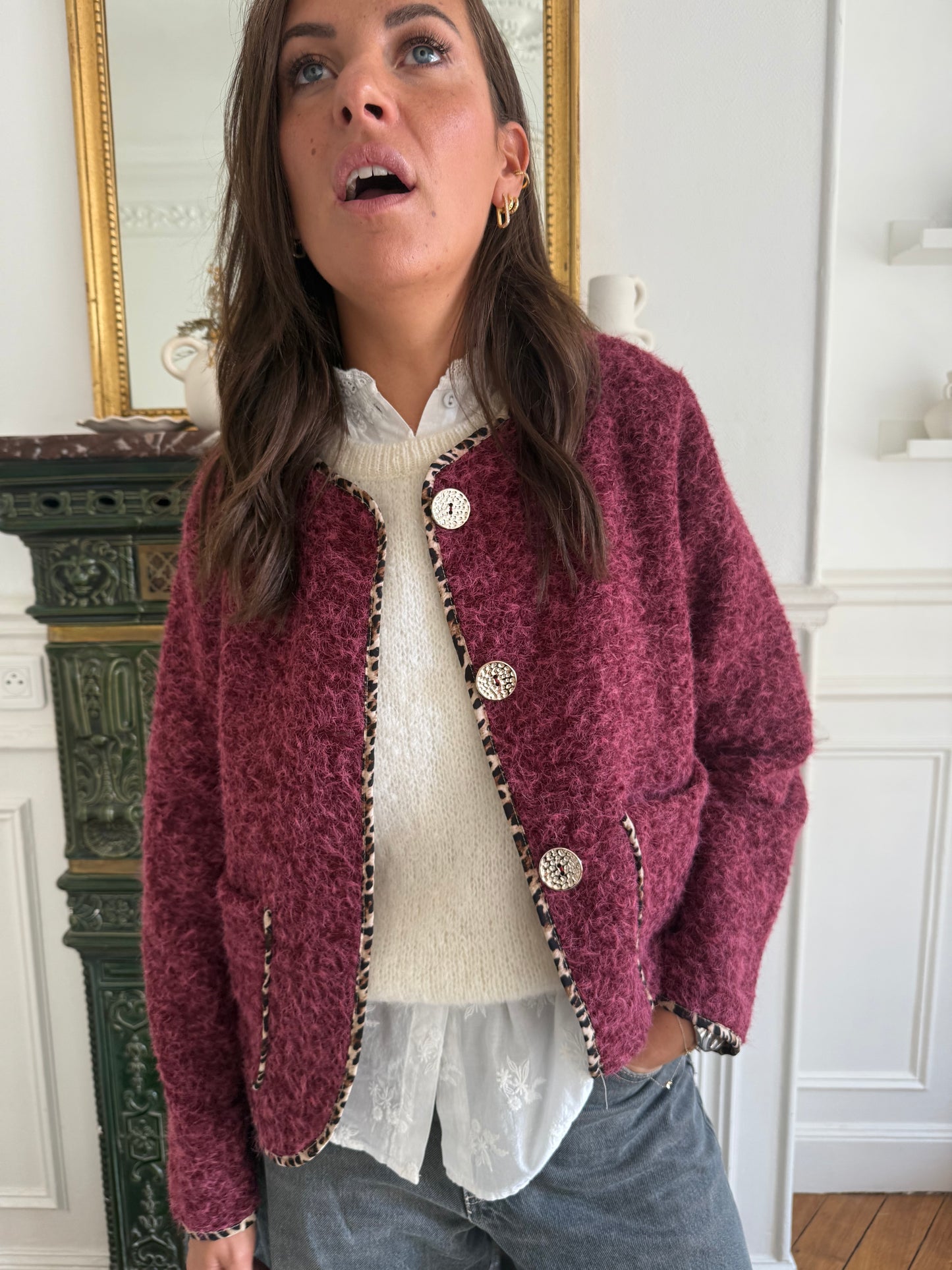 Veste LINA bordeaux taille unique 34 au 42