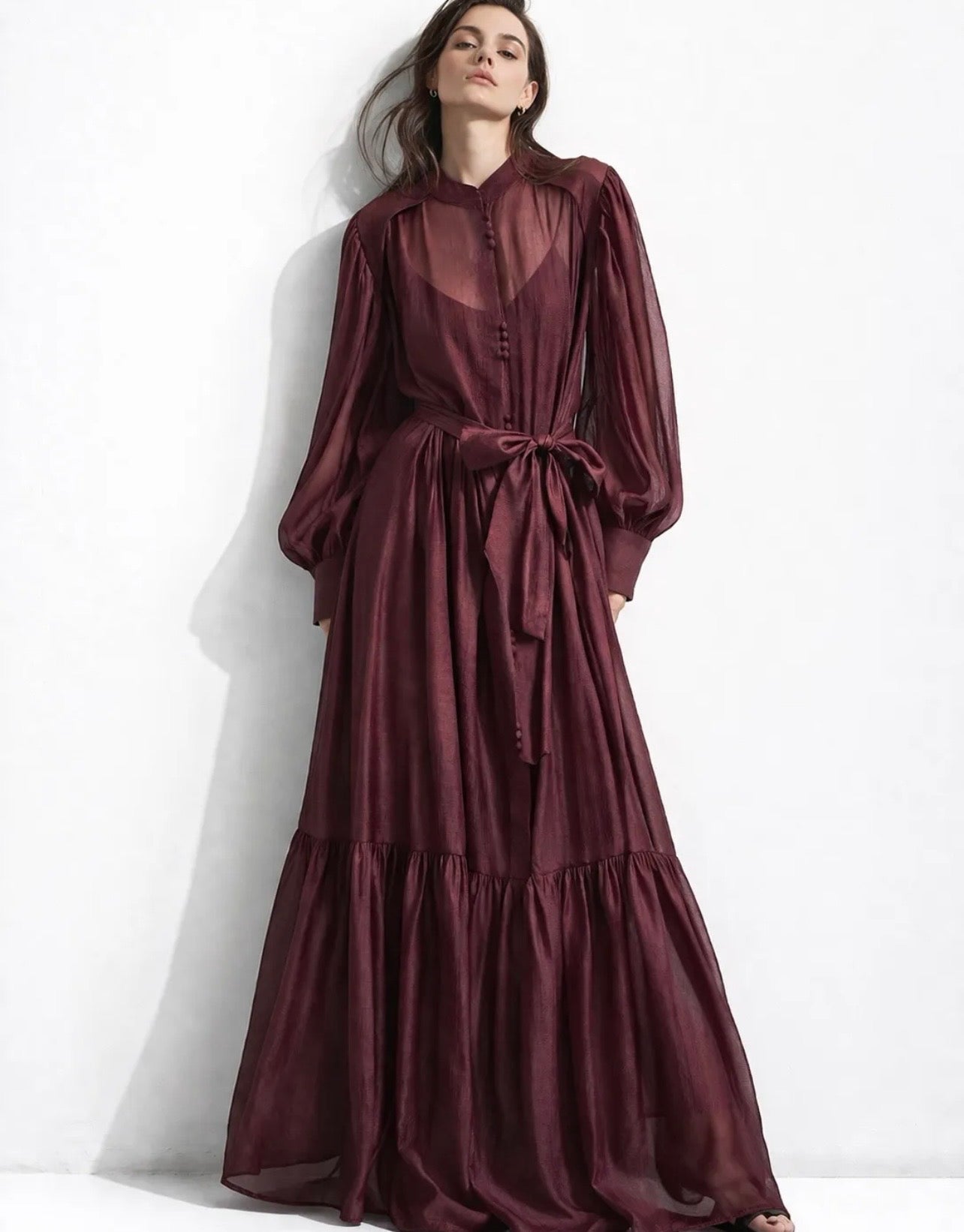 Robe Ella manches longues bordeaux