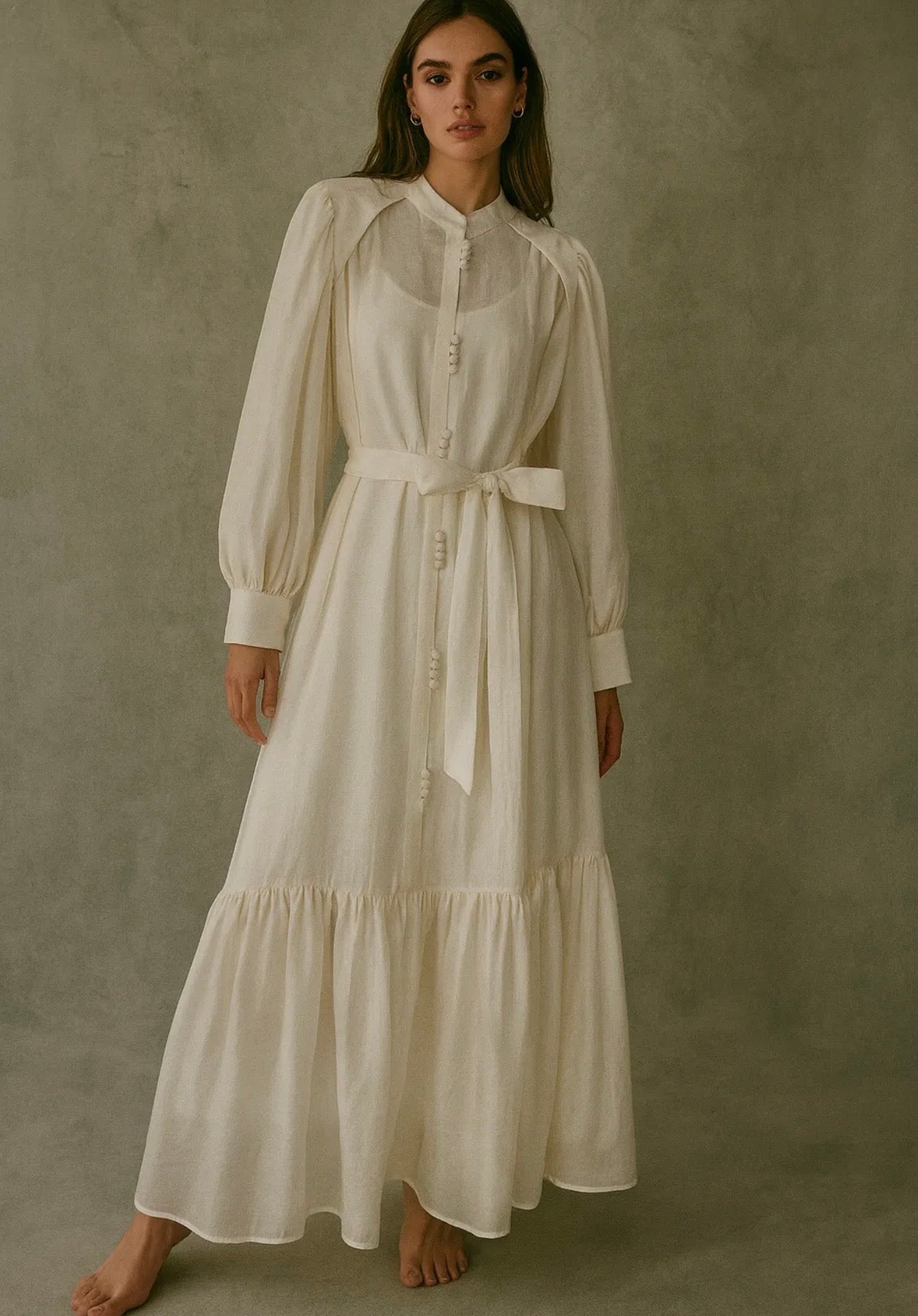 Robe Ella manches longues Ecru
